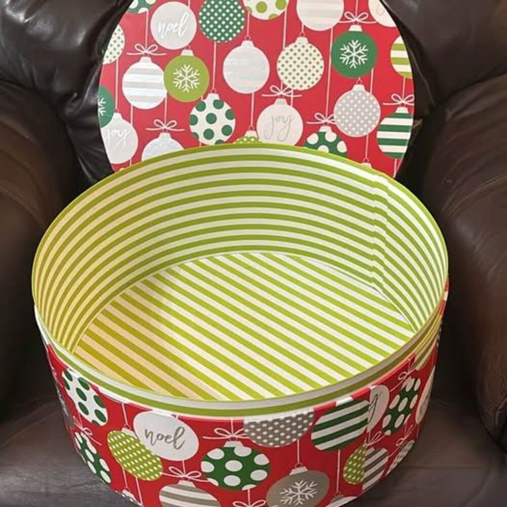 Large Round Christmas Ornament Storage Box